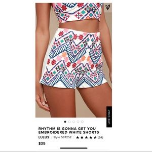 Embroidered White Shorts